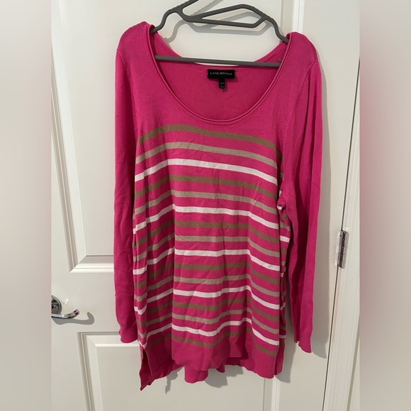 Lane Bryant Long Pink Stripe Sweater - Picture 1 of 9